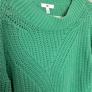 BP Chunky Knit Sweater Green Crewneck Pullover Large Cropped Slouchy